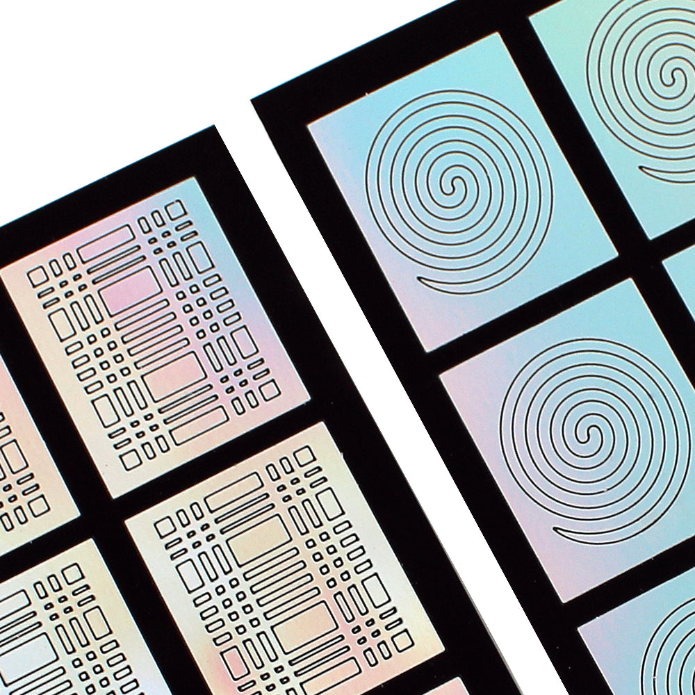 Nail Art Stencil Guides - Cyclones & Squares