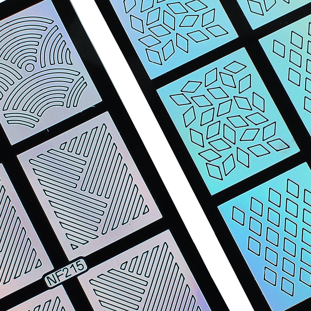 Nail Art Stencil Guides - Waves, Stripes, Diamonds