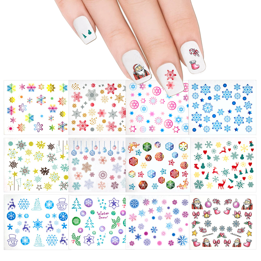 Nail Art Decals 12 Sheets Set - Christmas