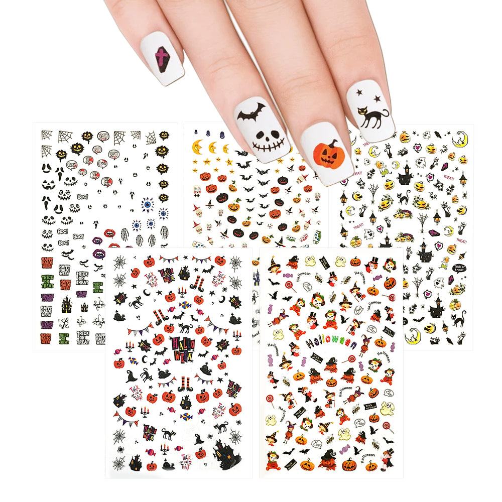 Nail Art Stickers 5 Sheets Set - Halloween