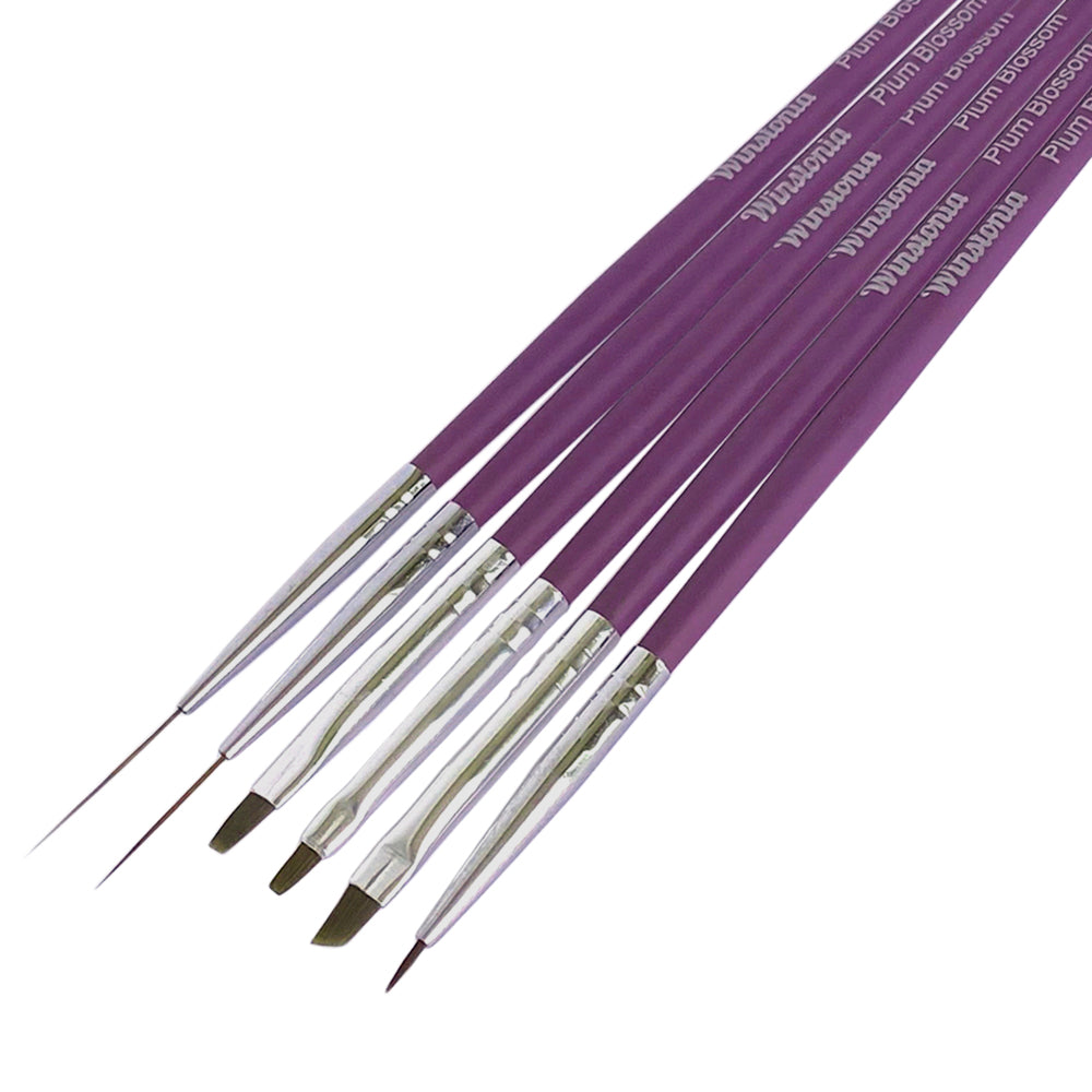 6 Pcs Assorted Nail Art Brushes Set | PLUM BLOSSOM