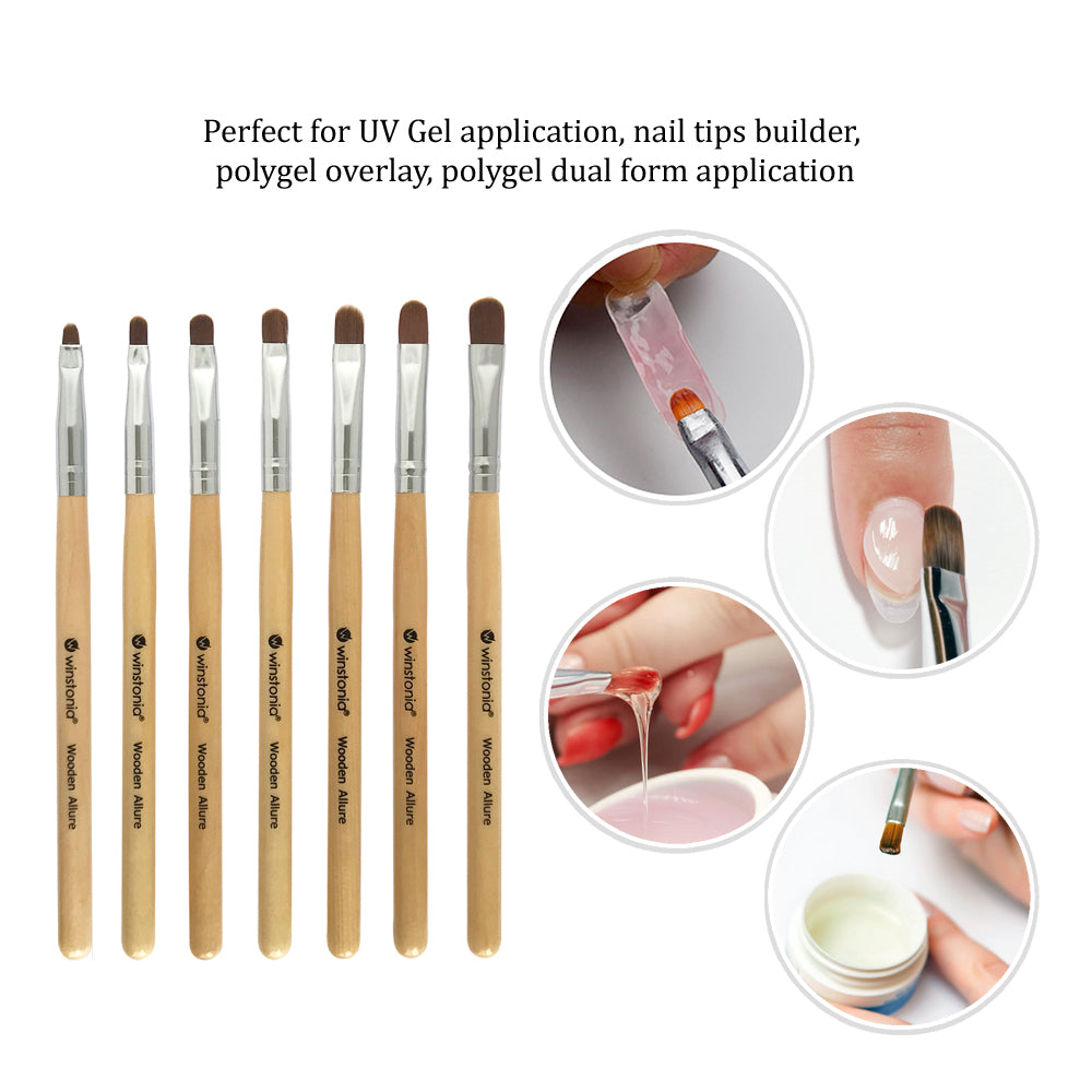 7 Pcs Gel Nail Brushes Set | WOODEN ALLURE