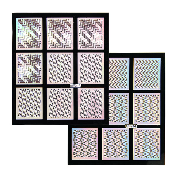 Nail Art Stencil Guides - Waves, Spikes, Chevrons