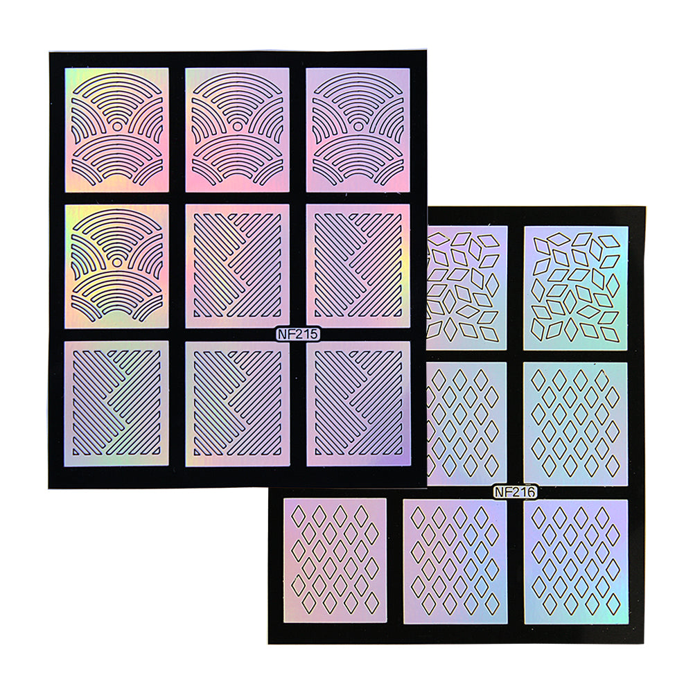 Nail Art Stencil Guides - Waves, Stripes, Diamonds