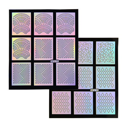 Nail Art Stencil Guides - Waves, Stripes, Diamonds