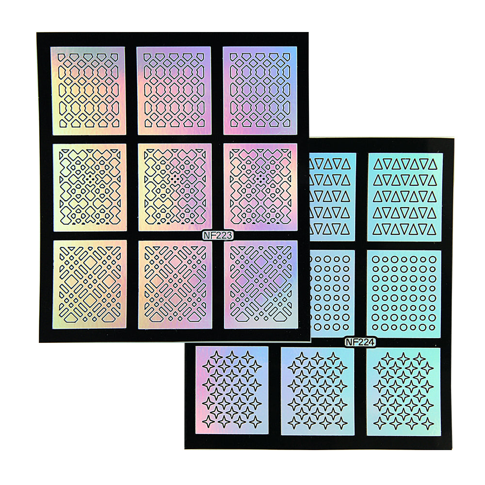 Nail Art Stencil Guides - Triangles, Circles, Sparkles