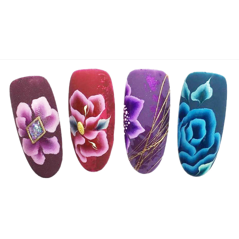 8 Pcs Flower Pattern Nail Art Brushes Set | BLACK PEARL