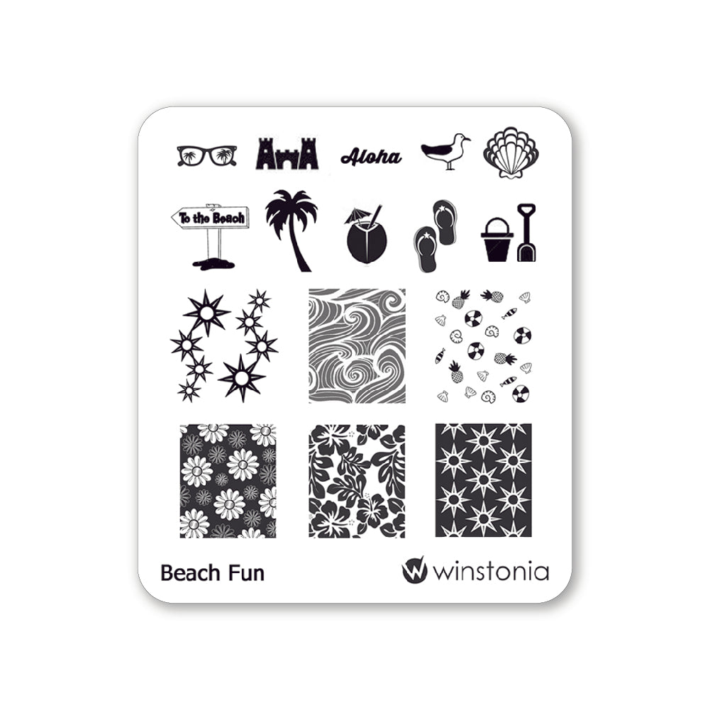 Nail Art Stamping Plate - Beach Fun