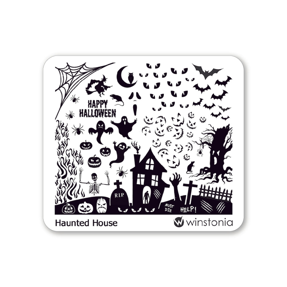 Nail Art Stamping Plate - Haunted House