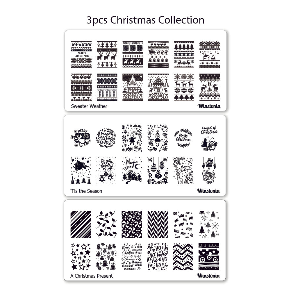 Nail Art Stamping Plates 3Pcs Set | Christmas Collection III