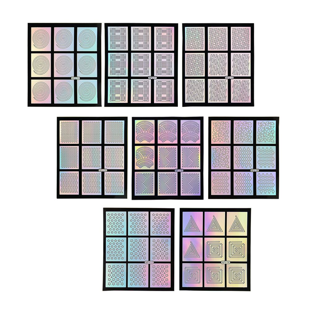 Nail Art Stencil Guides - 13 Designs 72 Pieces Set B