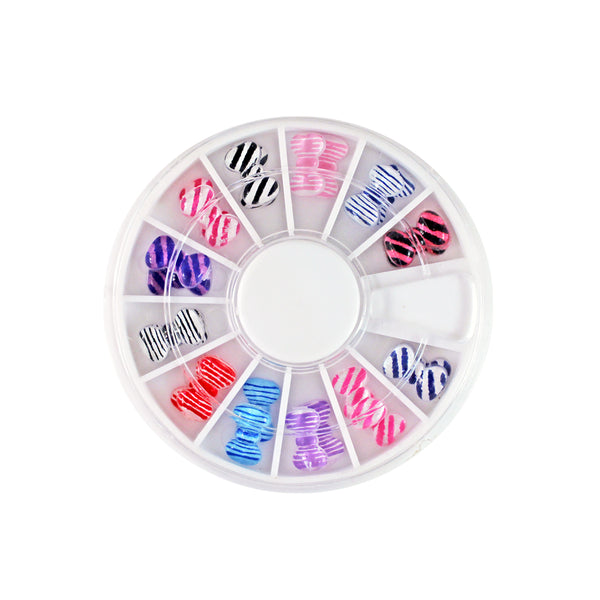 Nail Art Resin Striped Bow 3D Charms