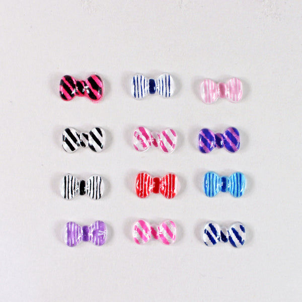 Nail Art Resin Striped Bow 3D Charms