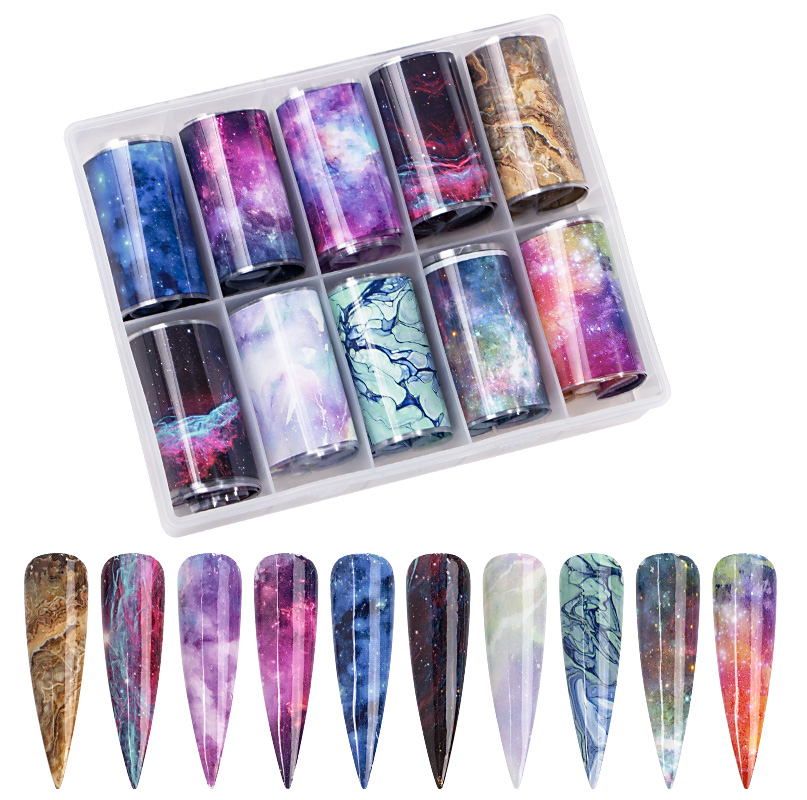 10pcs Nail Art Transfer Foil - Galaxy