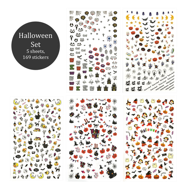 Nail Art Stickers 5 Sheets Set - Halloween