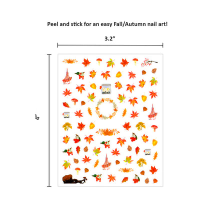 Nail Art Stickers 6 Sheets Set - Fall Leaves
