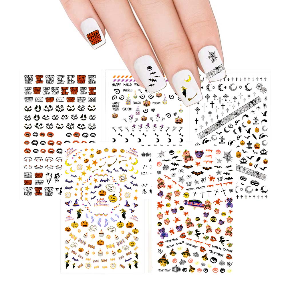 Nail Art Stickers 5 Sheets Set - Halloween 2