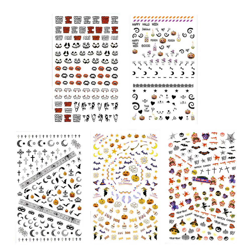 Nail Art Stickers 5 Sheets Set - Halloween 2