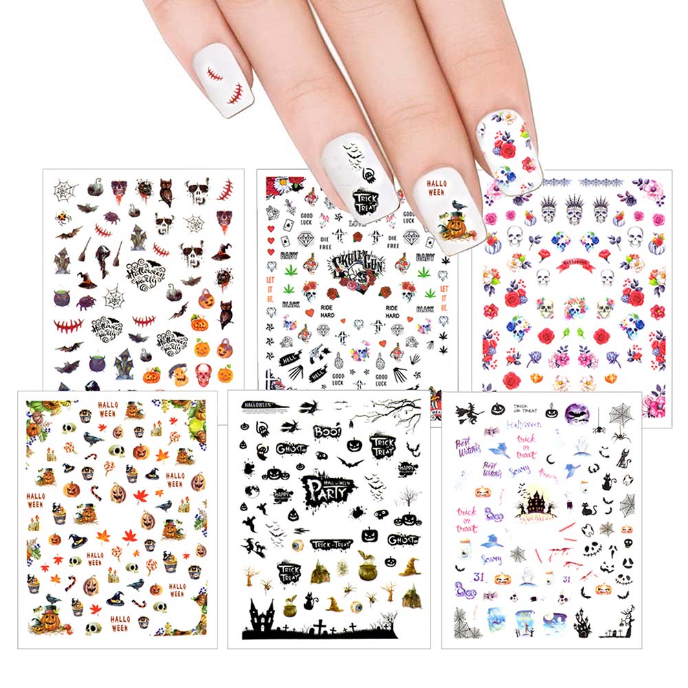 Nail Art Stickers 6 Sheets Set - Halloween 3