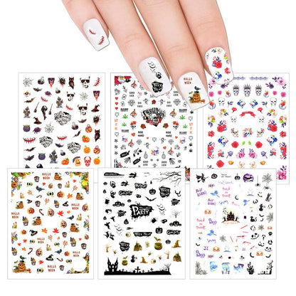 Nail Art Stickers 6 Sheets Set - Halloween 3