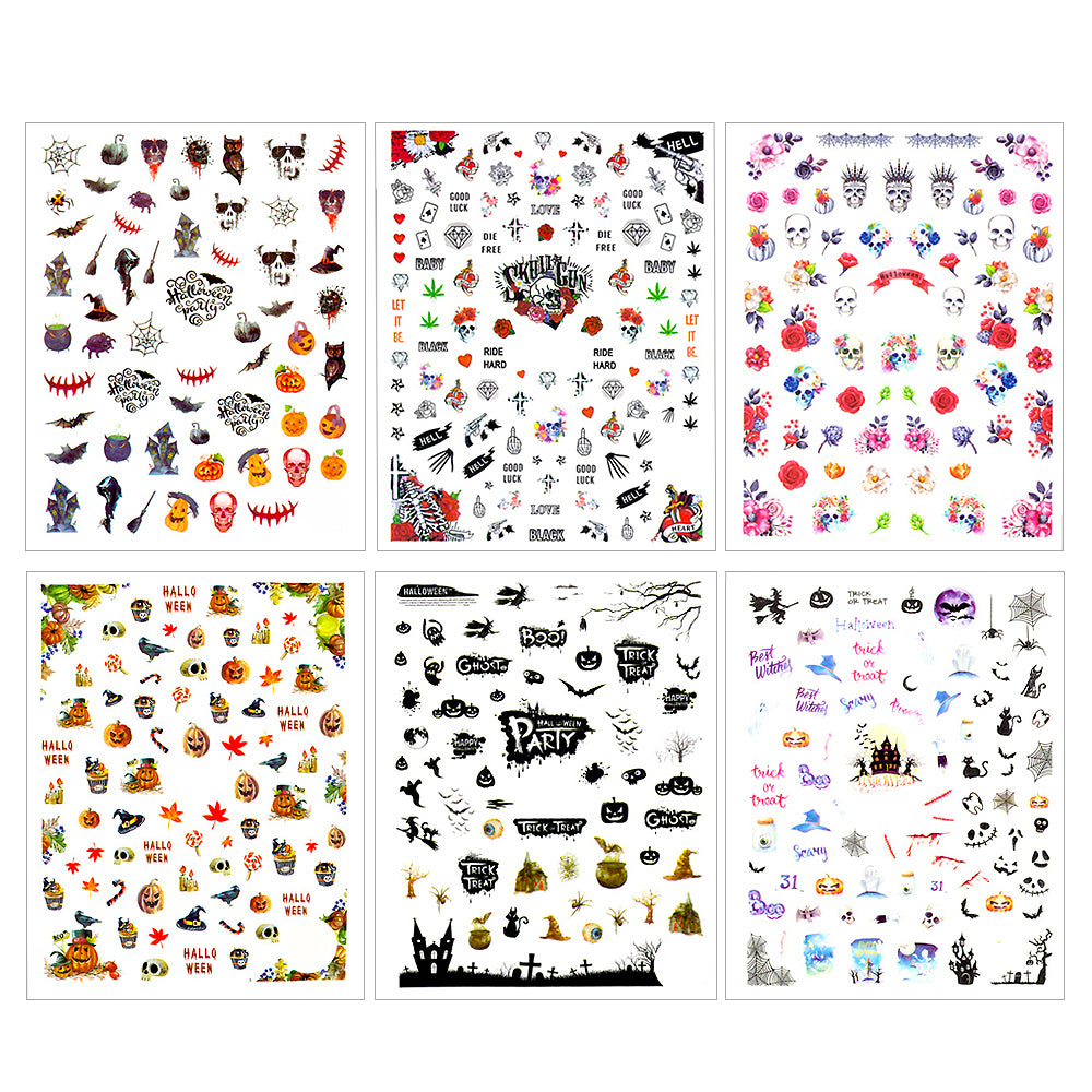 Nail Art Stickers 6 Sheets Set - Halloween 3