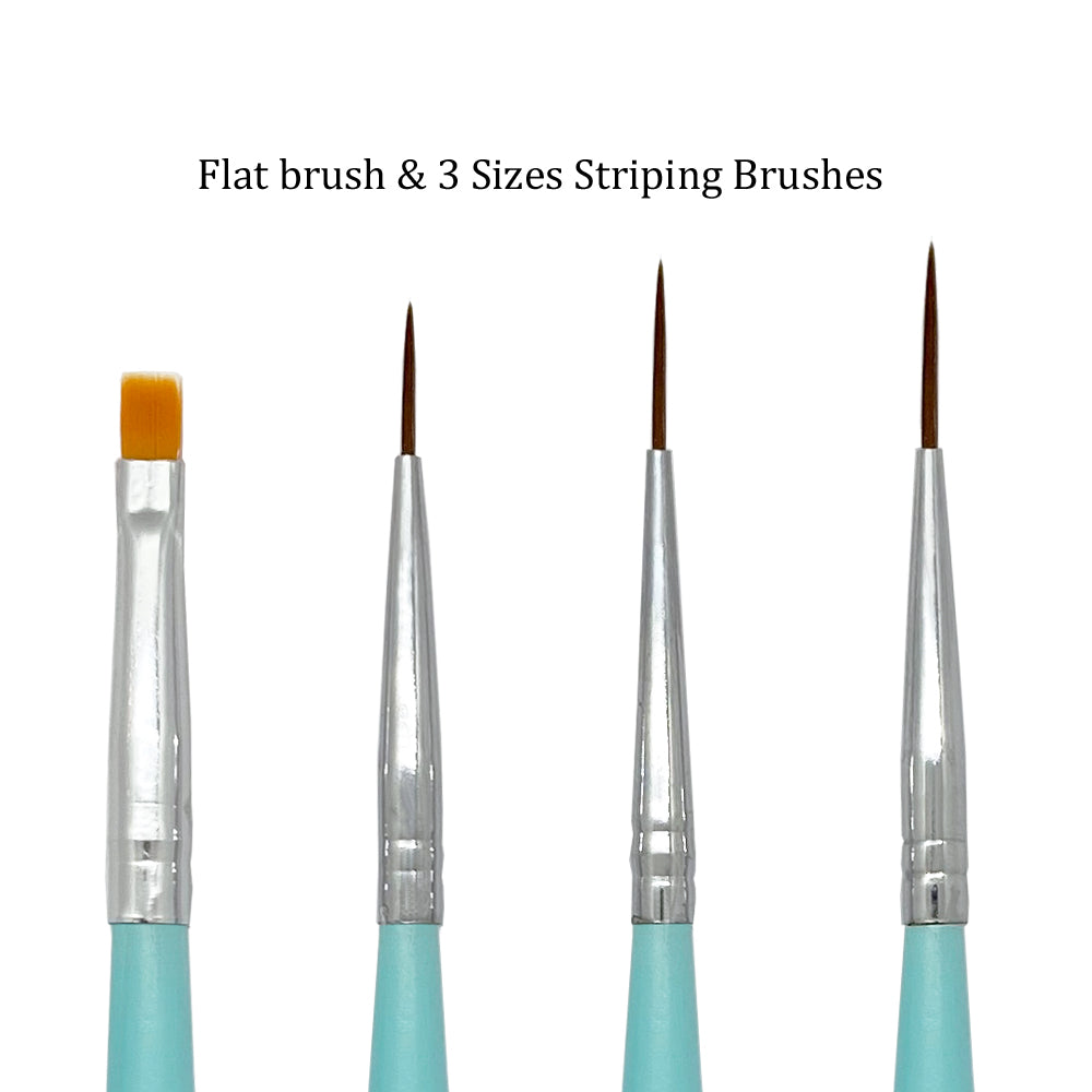 4 Pcs Nail Art Striping &amp; Flat Brushes Set | BLUE MOON