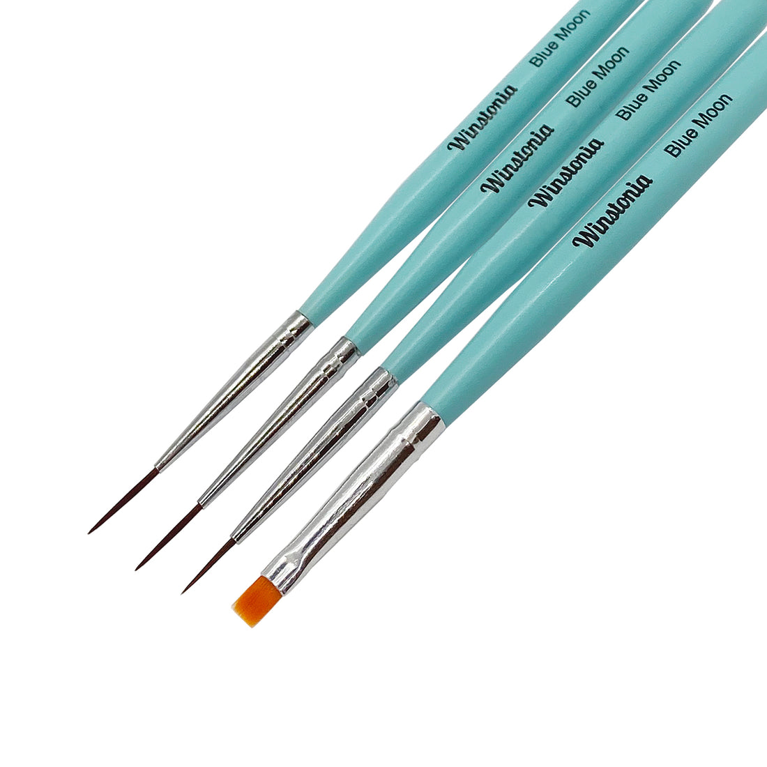 4 Pcs Nail Art Striping &amp; Flat Brushes Set | BLUE MOON