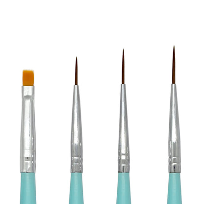 4 Pcs Nail Art Striping &amp; Flat Brushes Set | BLUE MOON