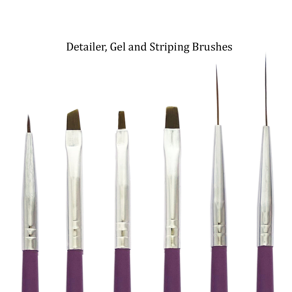 6 Pcs Assorted Nail Art Brushes Set | PLUM BLOSSOM