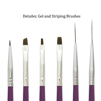 6 Pcs Assorted Nail Art Brushes Set | PLUM BLOSSOM