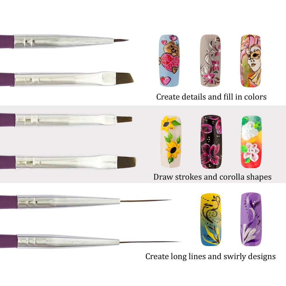 6 Pcs Assorted Nail Art Brushes Set | PLUM BLOSSOM