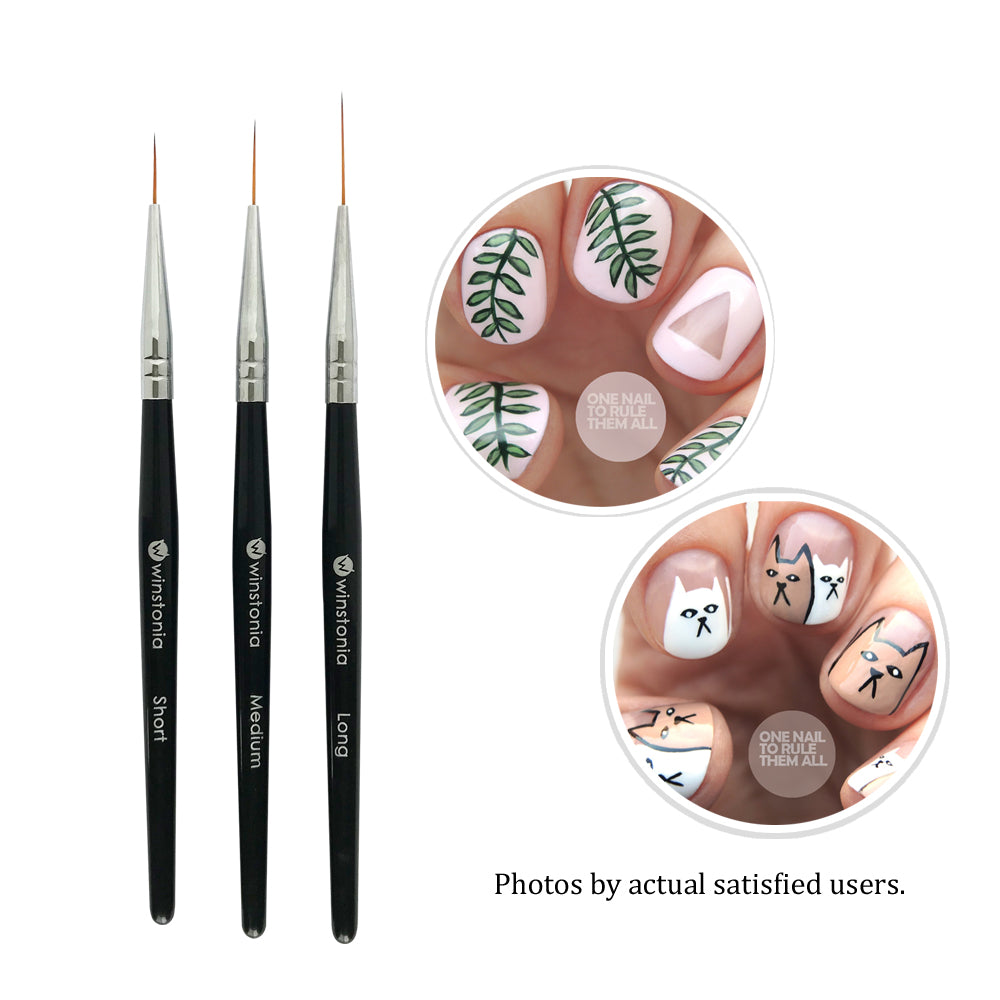 Winstonia Super Fine Nail Art Brush Set for Thin Lines, Tiny Details, Fine  Drawing, Delicate Coloring. 3 pcs Brushes Kit - BERRY WINE