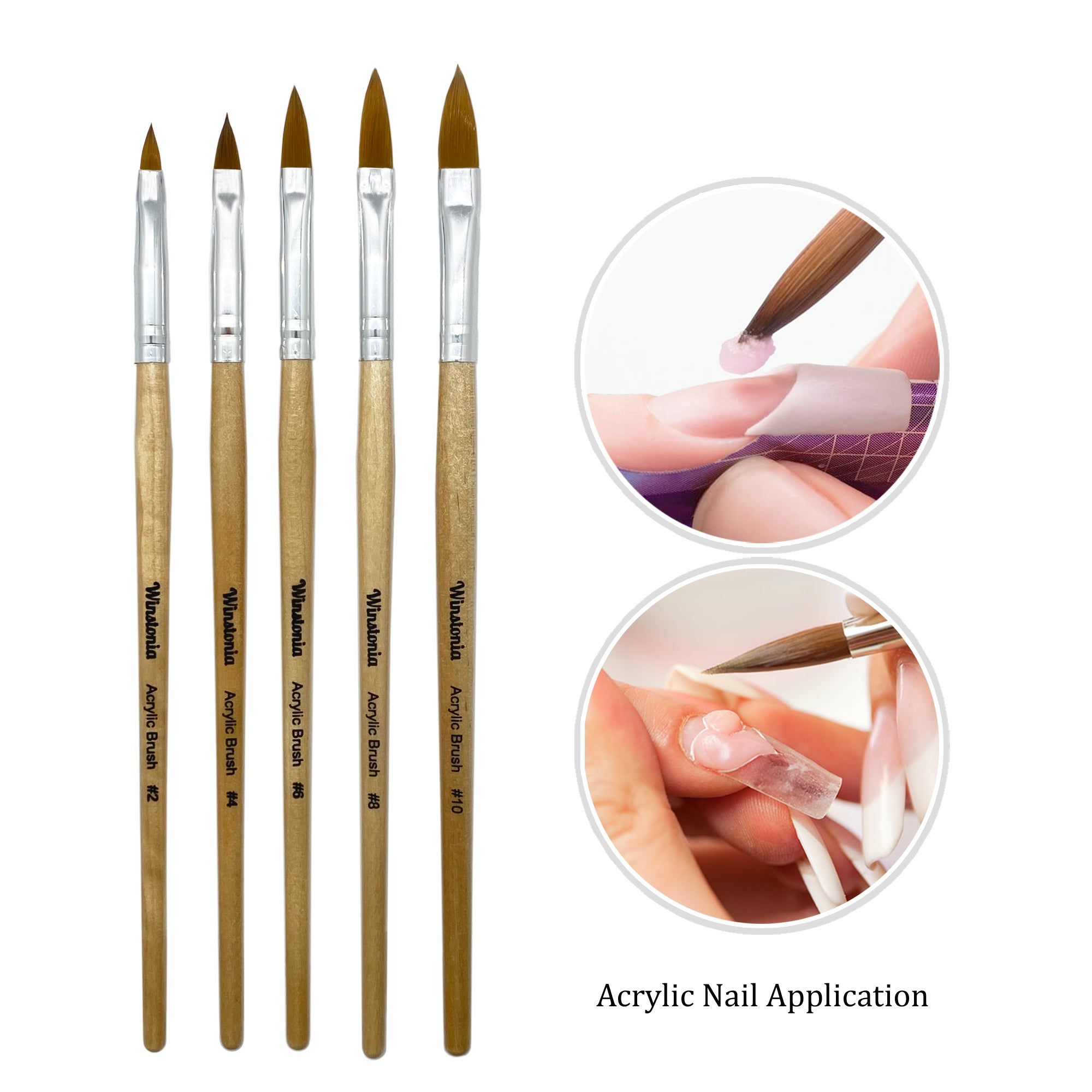 Shine Chance Acrylic Nail Brush Size 2, 100% Real Kolinsky Art Nail Brush  for Acrylic Powder Application, Handmade Women Manicure Nail Extension Tool  for Professional DIY Home Salon and Beginners #02