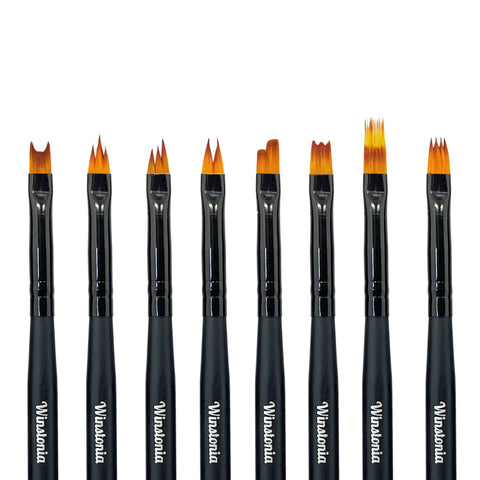 8 Pcs Flower Pattern Nail Art Brushes Set | BLACK PEARL