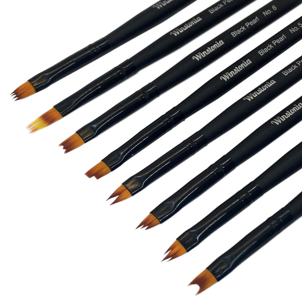 8 Pcs Flower Pattern Nail Art Brushes Set | BLACK PEARL