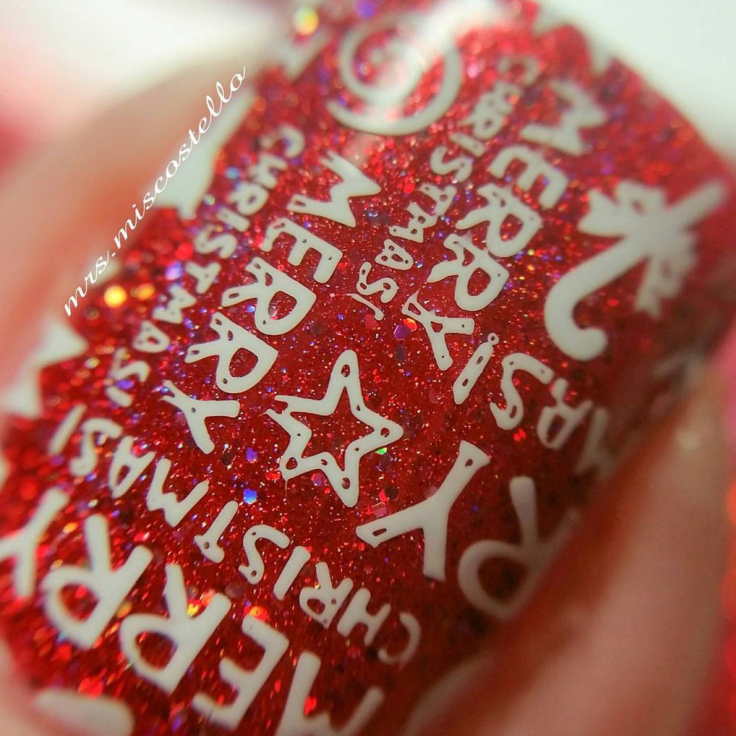 Nail Art Stamping Plate - Holly Jolly Christmas
