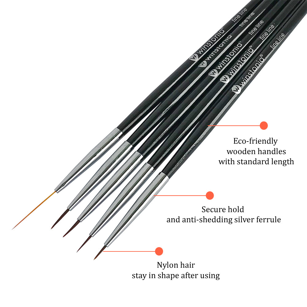 TEOYALL Fine Liner Brush, Nail Art Striping Brushes 5/7/9/11/20mm Thin Line  Nail Brush Detail Drawing Brush Gel Nail Polish Brush