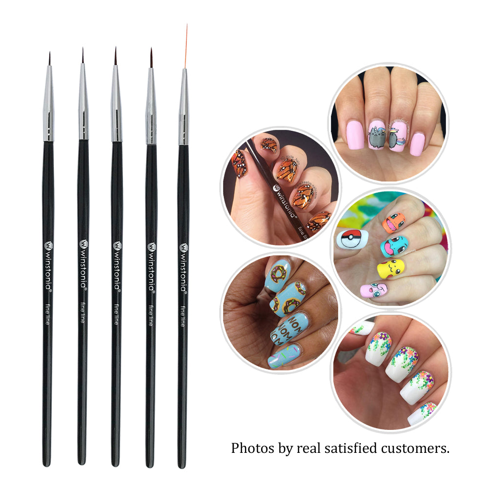 Winstonia Super Fine Nail Art Brush Set for Thin Lines, Tiny Details, Fine  Drawing, Delicate Coloring. 3 pcs Brushes Kit - BERRY WINE