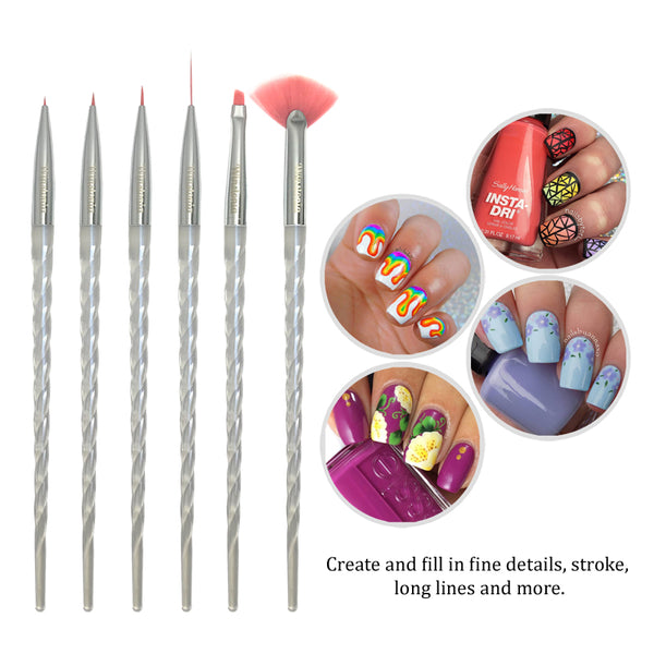 6 Pcs Unicorn Handle Nail Art Brushes Set | UNICORN MAGIC