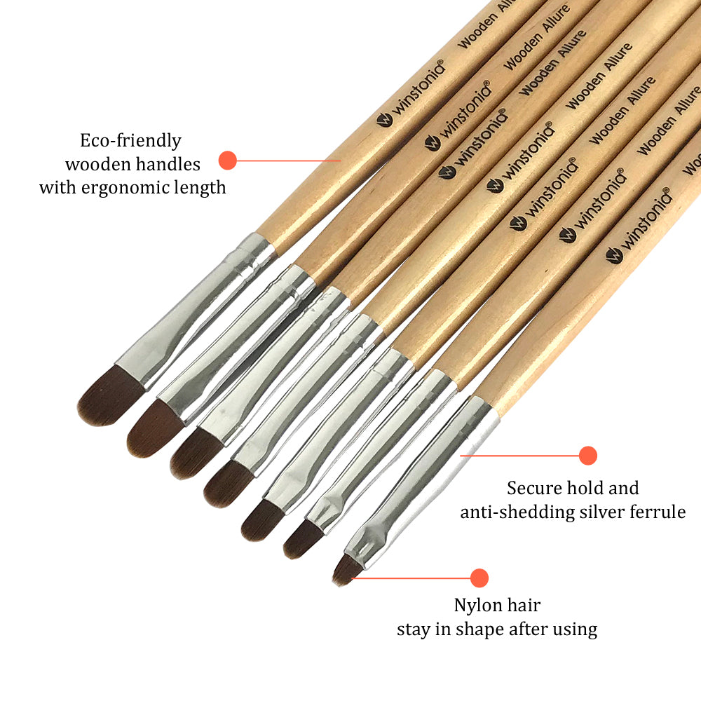 7 Pcs Gel Nail Brushes Set | WOODEN ALLURE